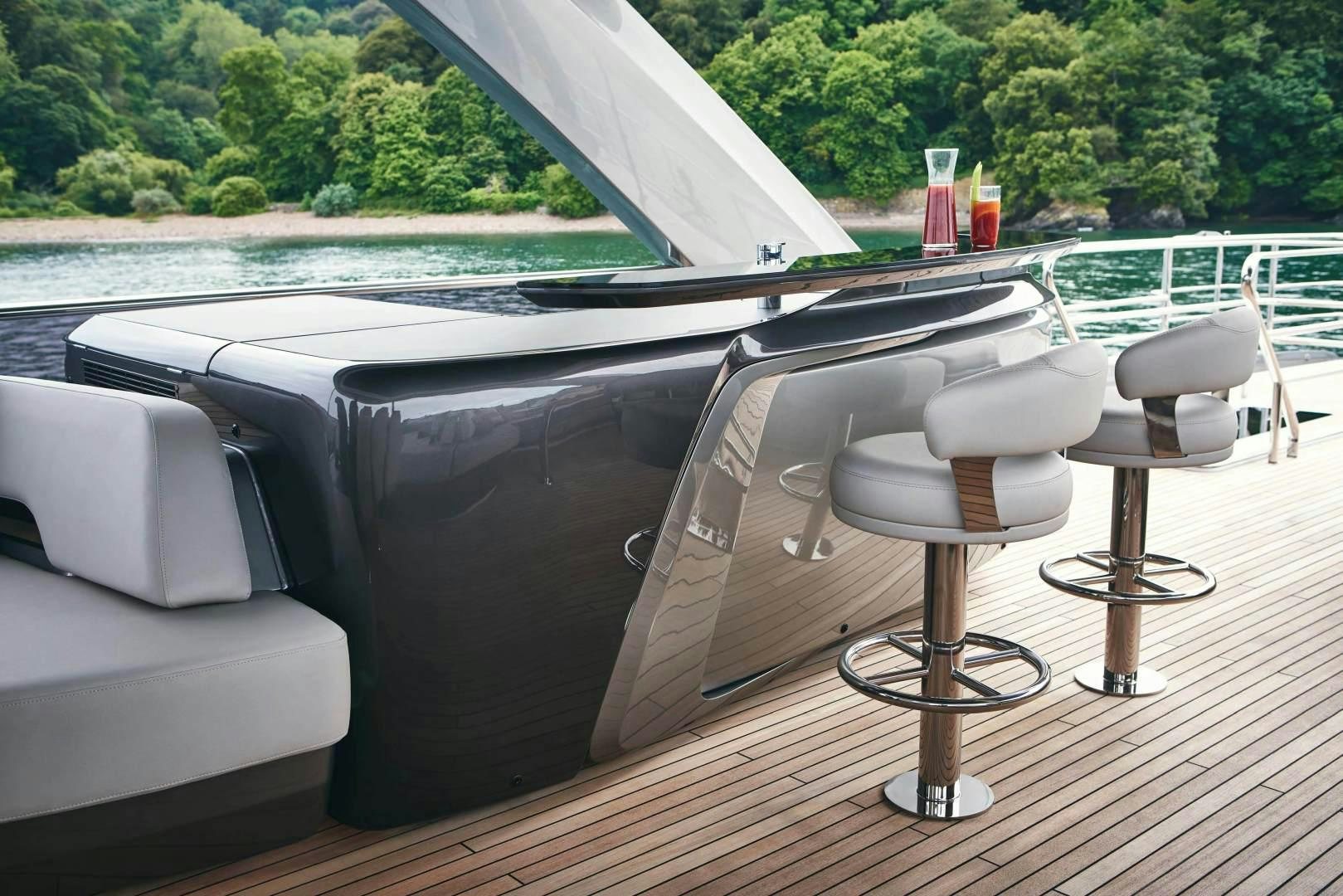 a boat on a deck aboard Y85 Yacht for Sale