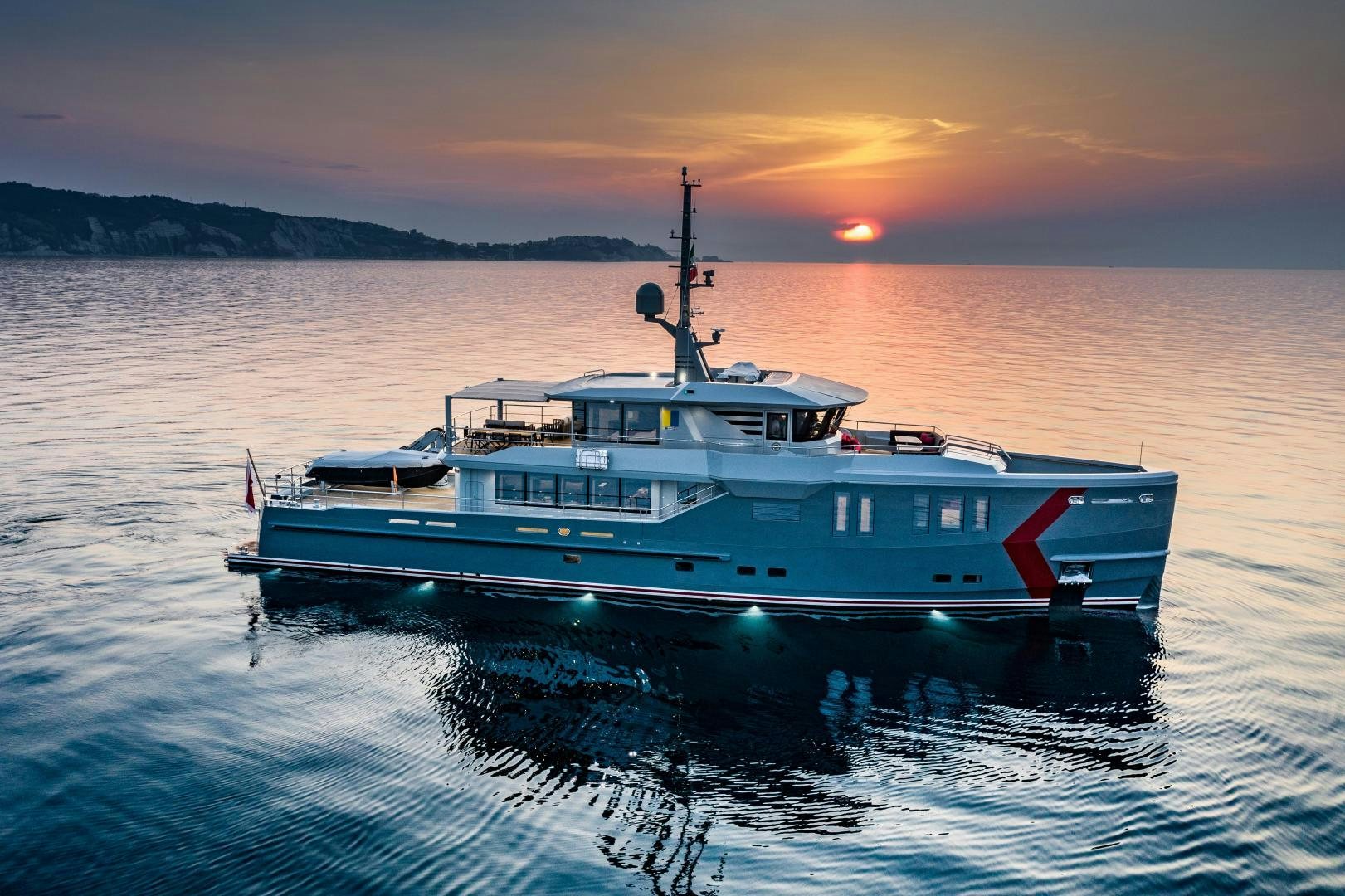 a boat in the water aboard ATOM Yacht for Sale