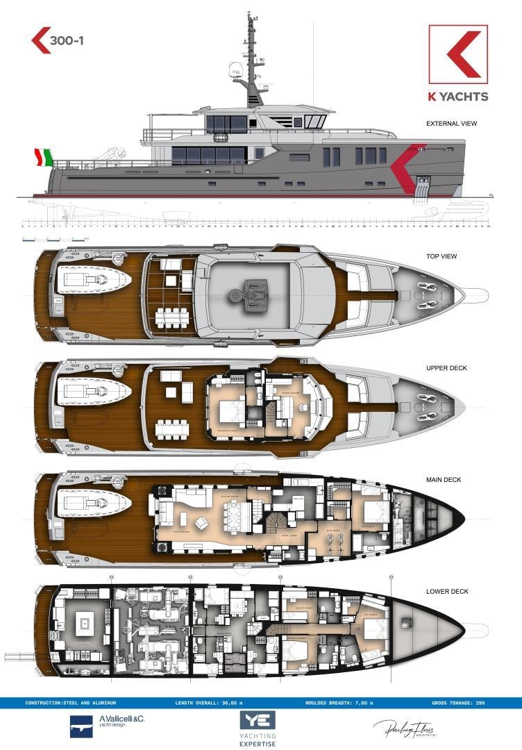 diagram, engineering drawing aboard ATOM Yacht for Sale