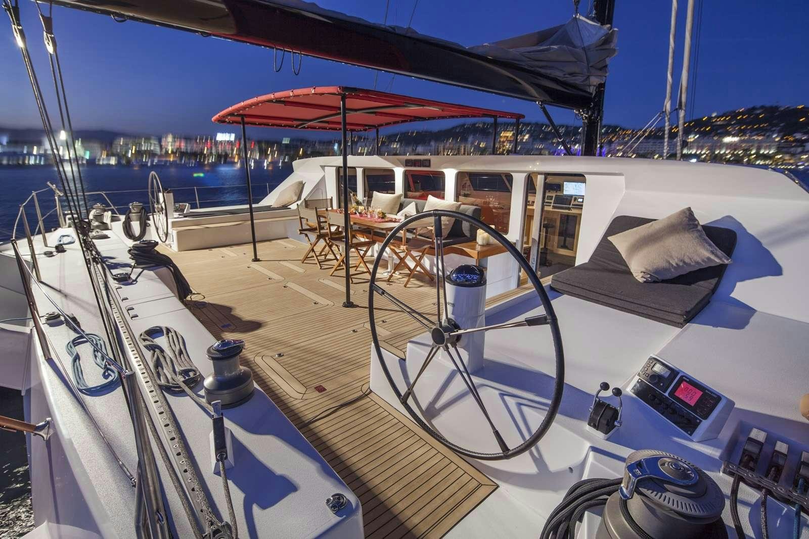 a boat on the water aboard TAJ Yacht for Charter