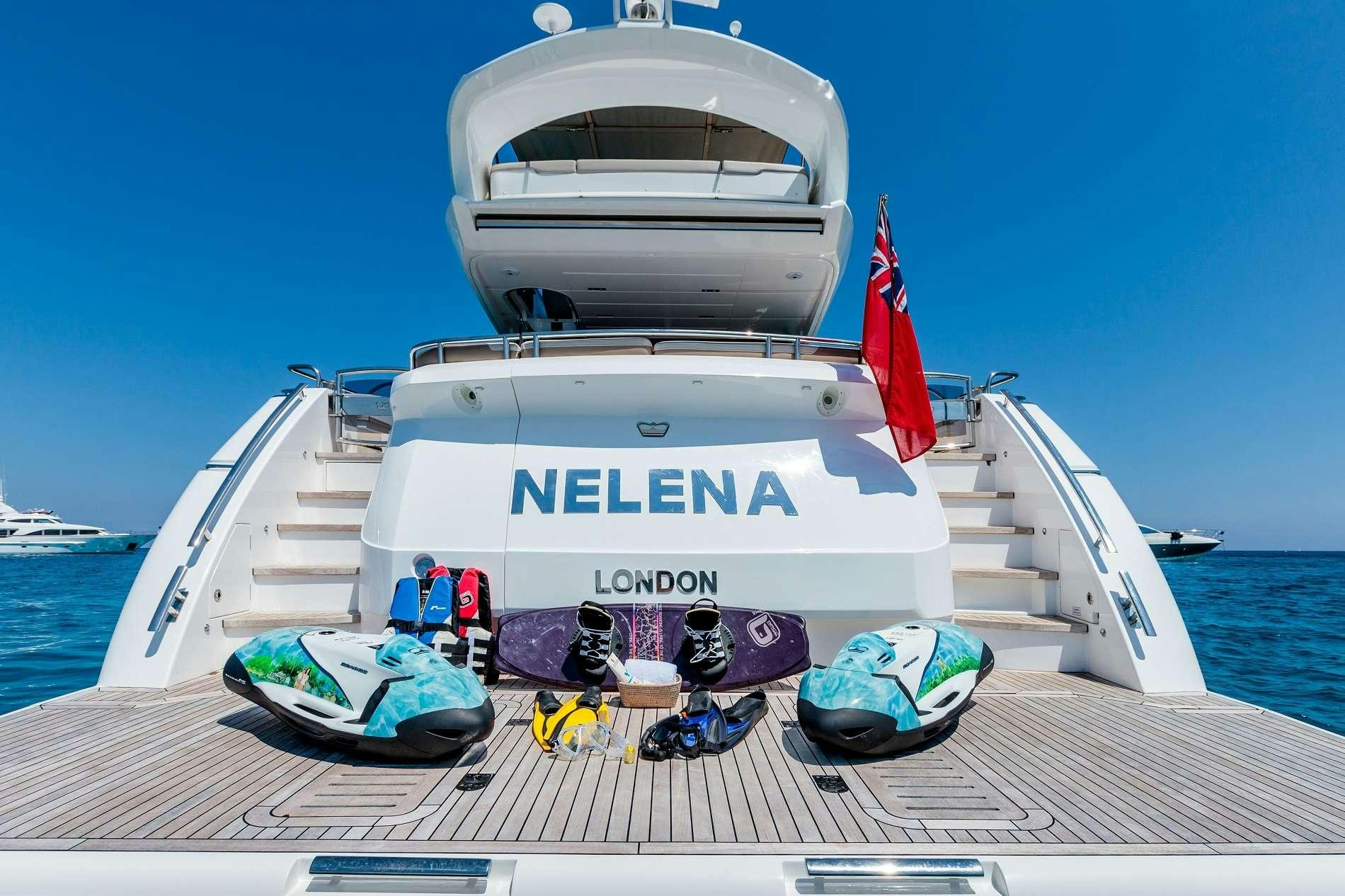 a boat with a group of people on it aboard NELENA Yacht for Charter