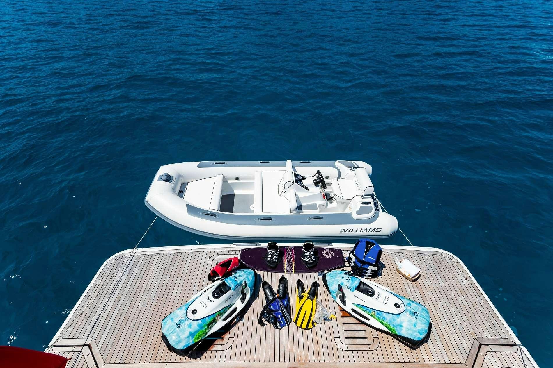 a boat on the water aboard NELENA Yacht for Charter