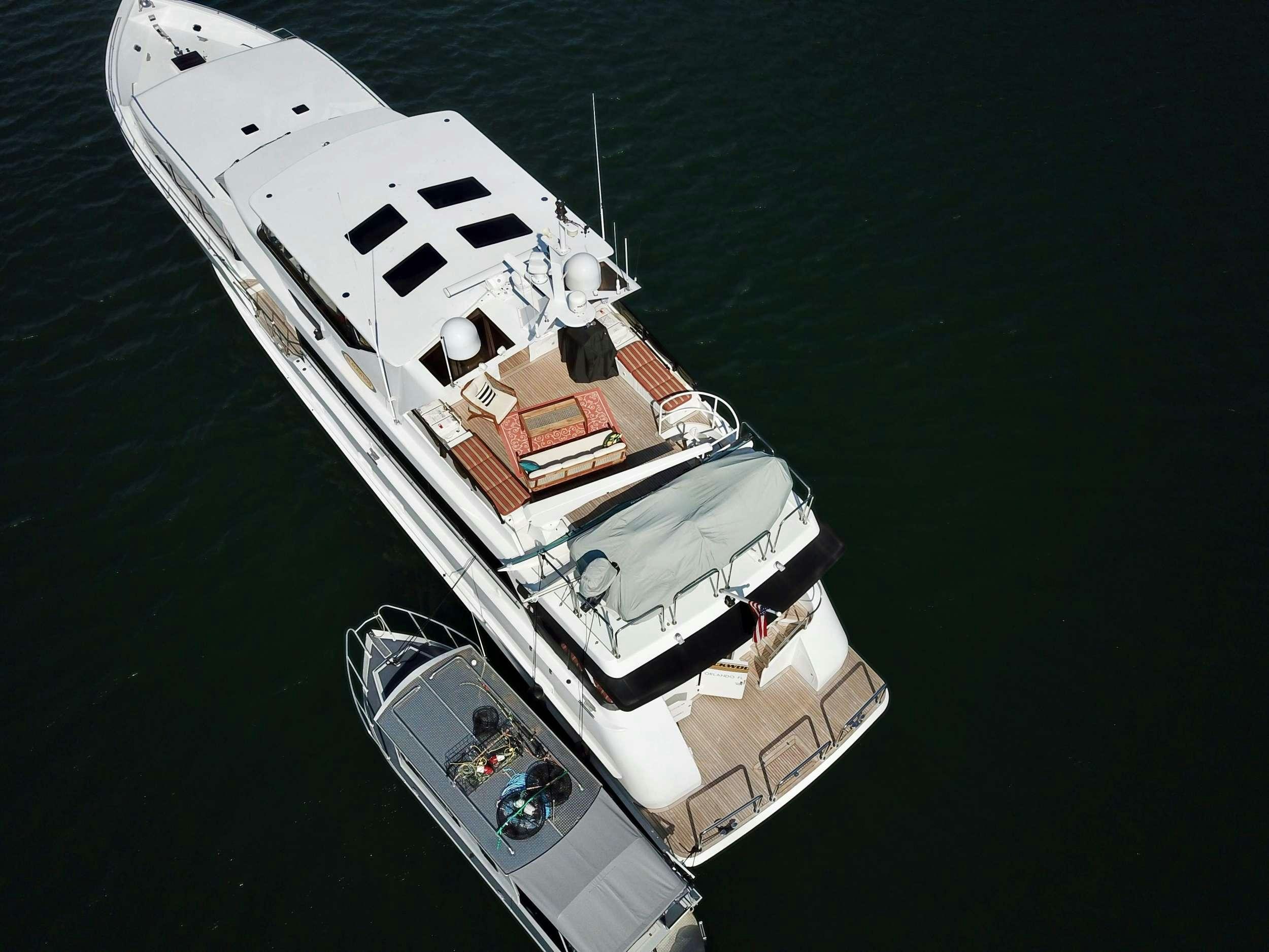 a high angle view of a ship aboard BLACKWOOD Yacht for Charter