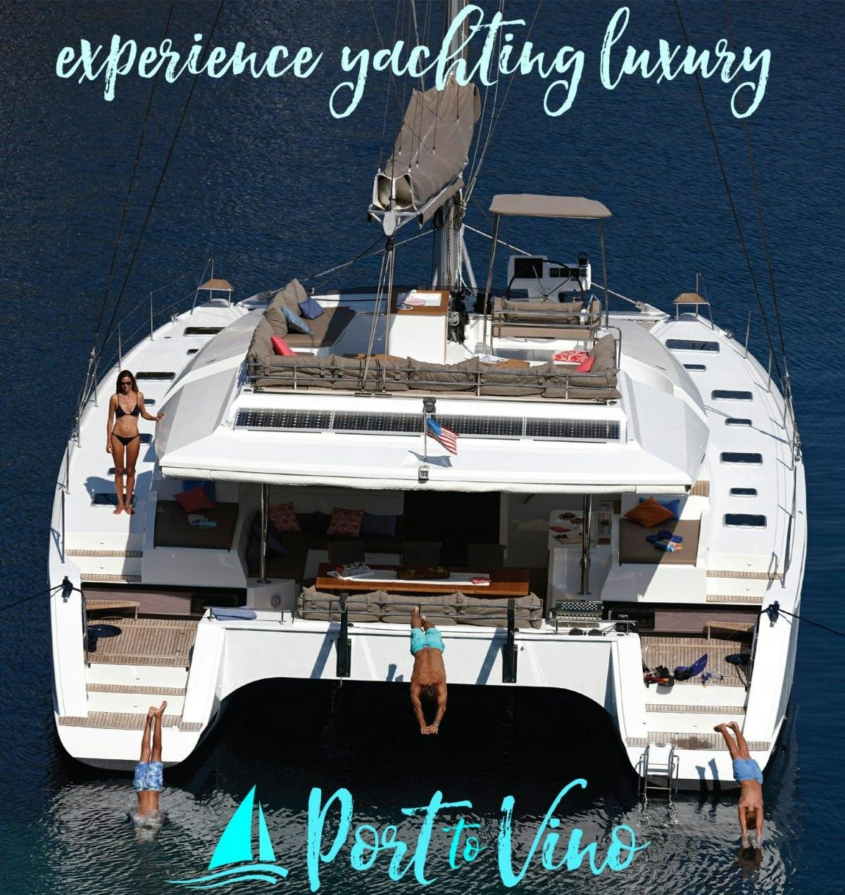 a boat with a person on it aboard PORT TO VINO Yacht for Charter