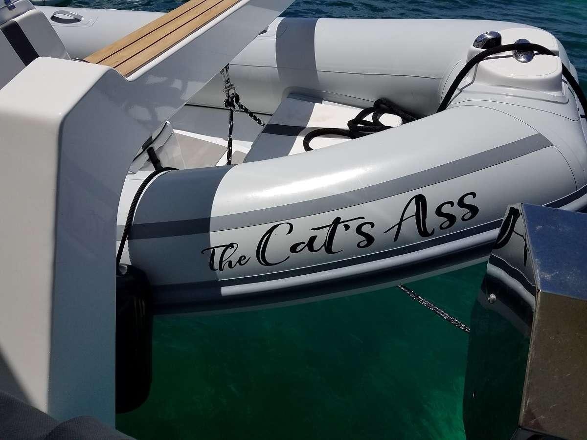 a close-up of a boat aboard PORT TO VINO Yacht for Charter