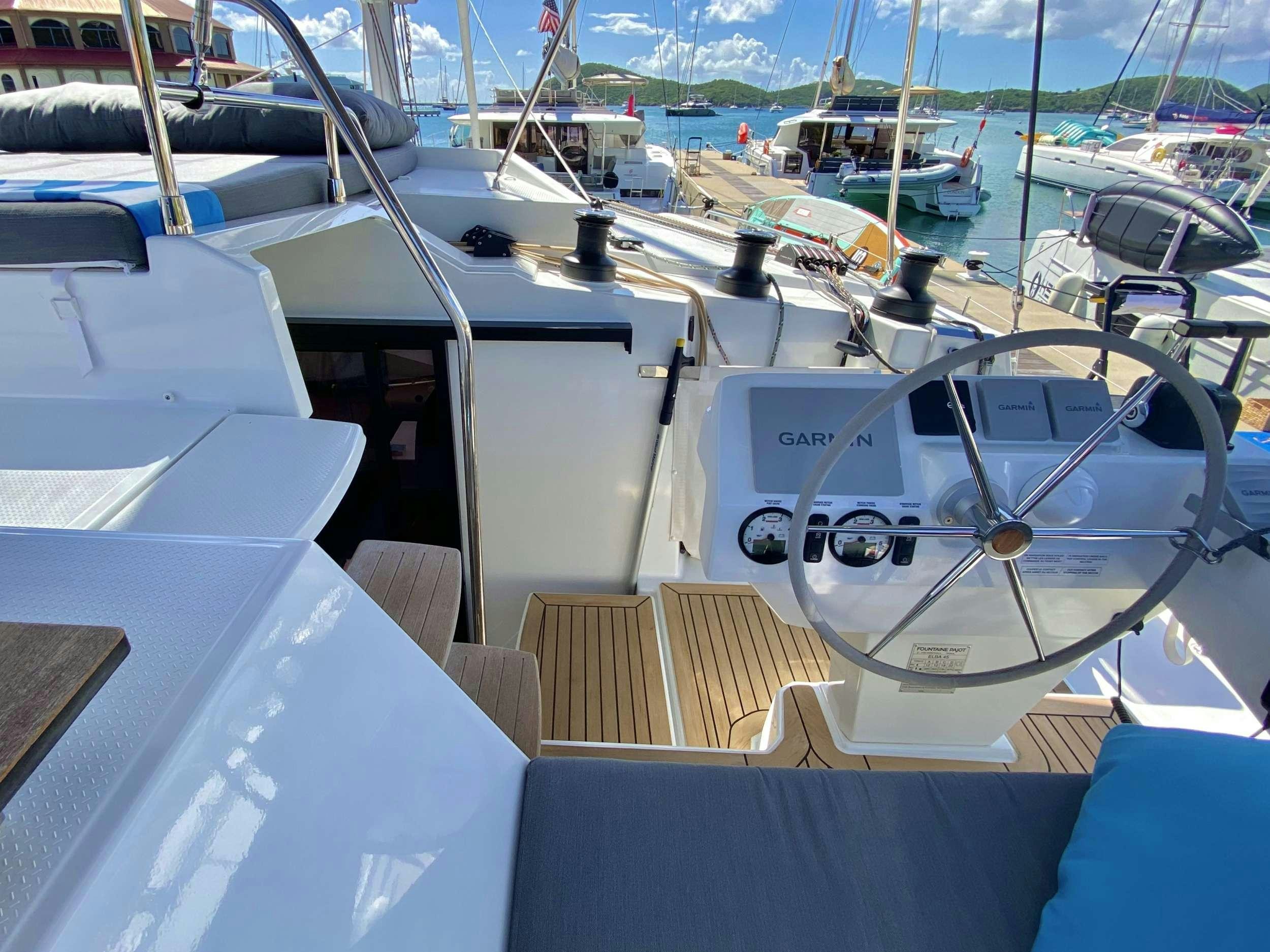 a boat with a white sail aboard O.V. Yacht for Charter