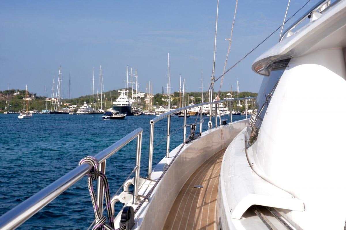 a boat on the water aboard MOJEKA  Yacht for Charter