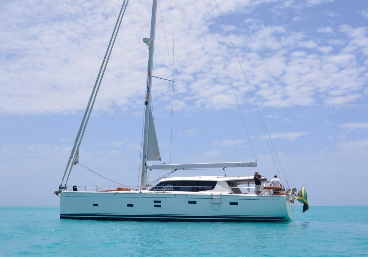a boat sailing on the sea aboard MOJEKA  Yacht for Charter