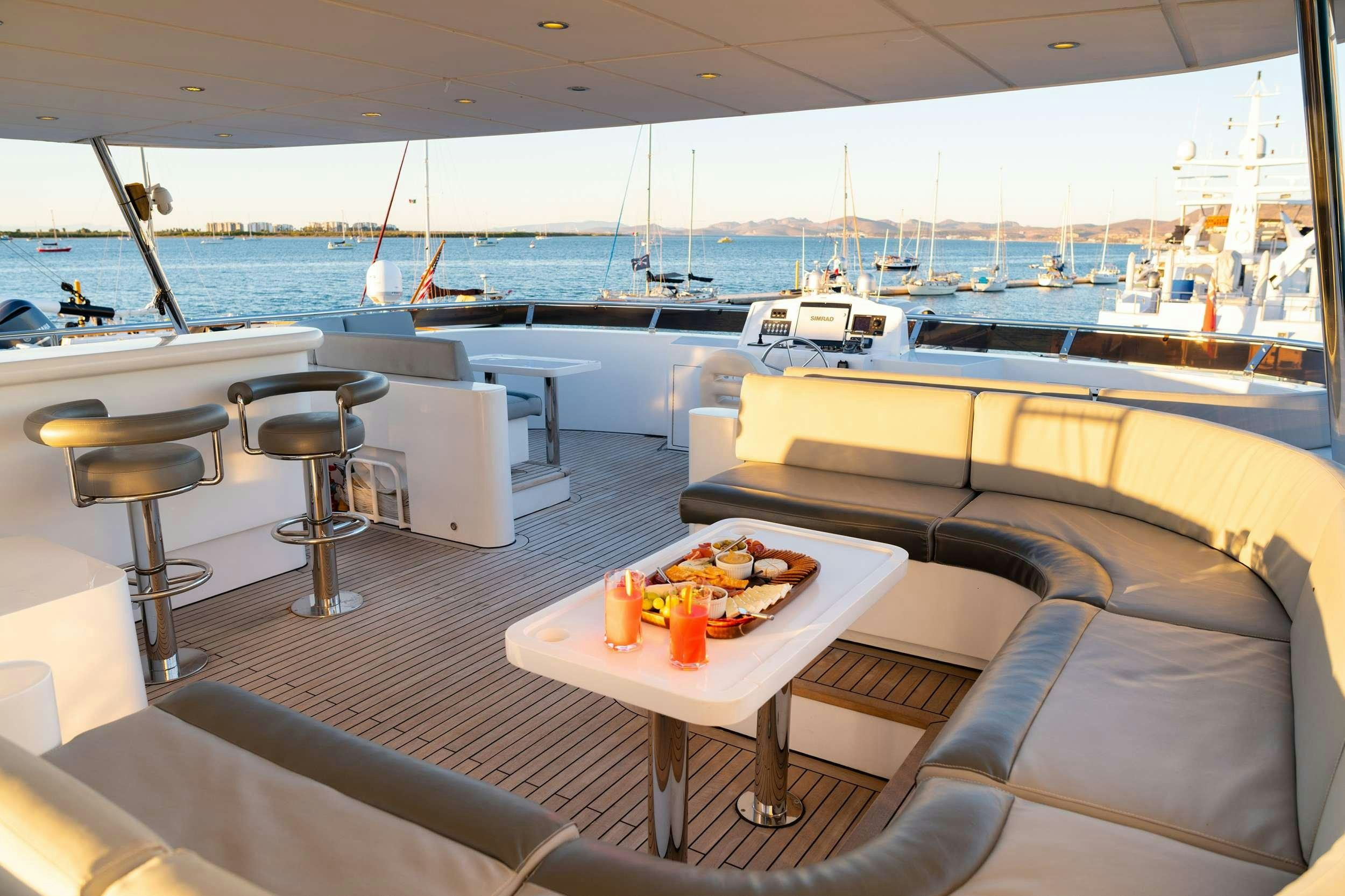 a table on a boat aboard SAMSARA Yacht for Charter