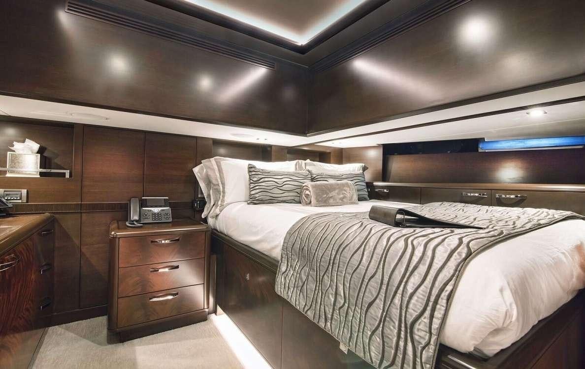a bed in a room aboard VIVIERAE II Yacht for Charter