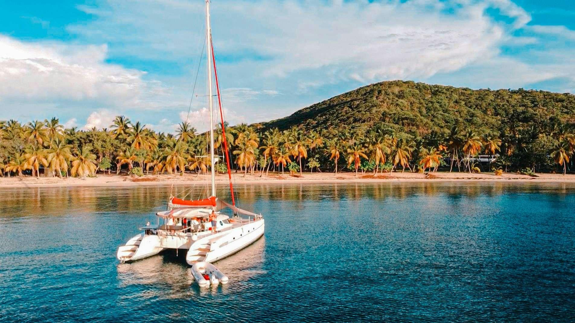 a boat on the water aboard Cataja Yacht for Charter