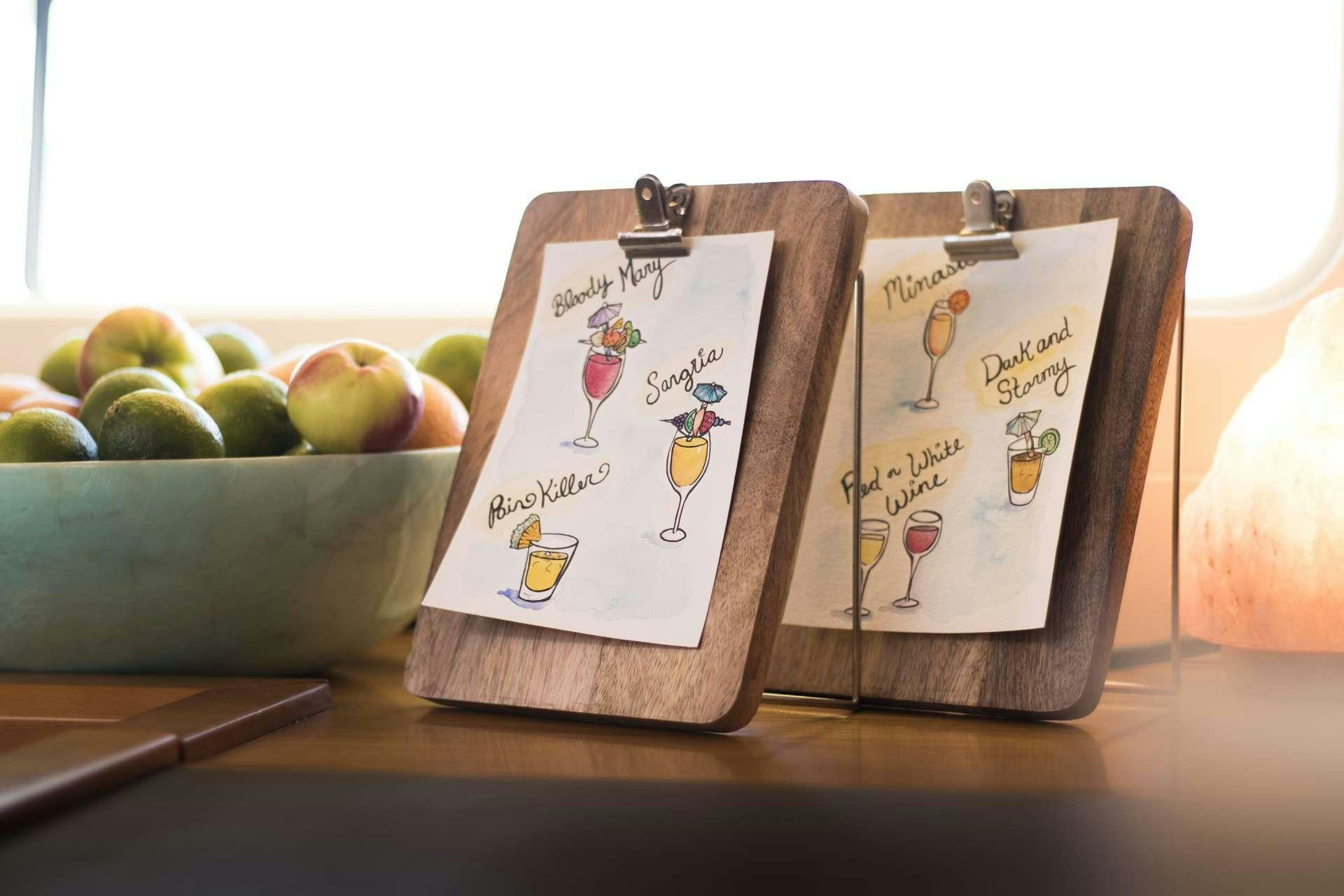 a box of apple juice next to a box of apples aboard BODHISATTVA (Caribbean) Yacht for Charter