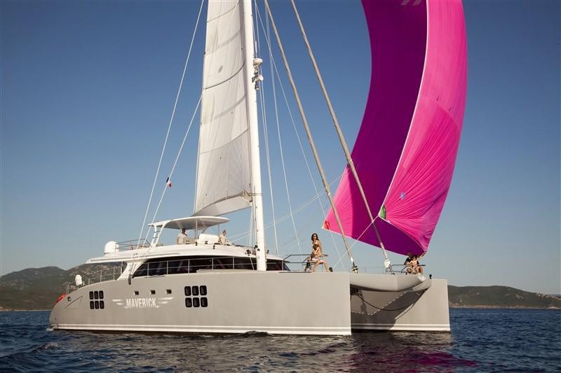 a boat sailing on the sea aboard MAVERICK Yacht for Charter
