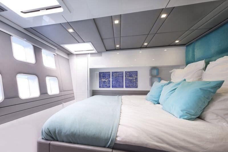 a bed in a room aboard MAVERICK Yacht for Charter