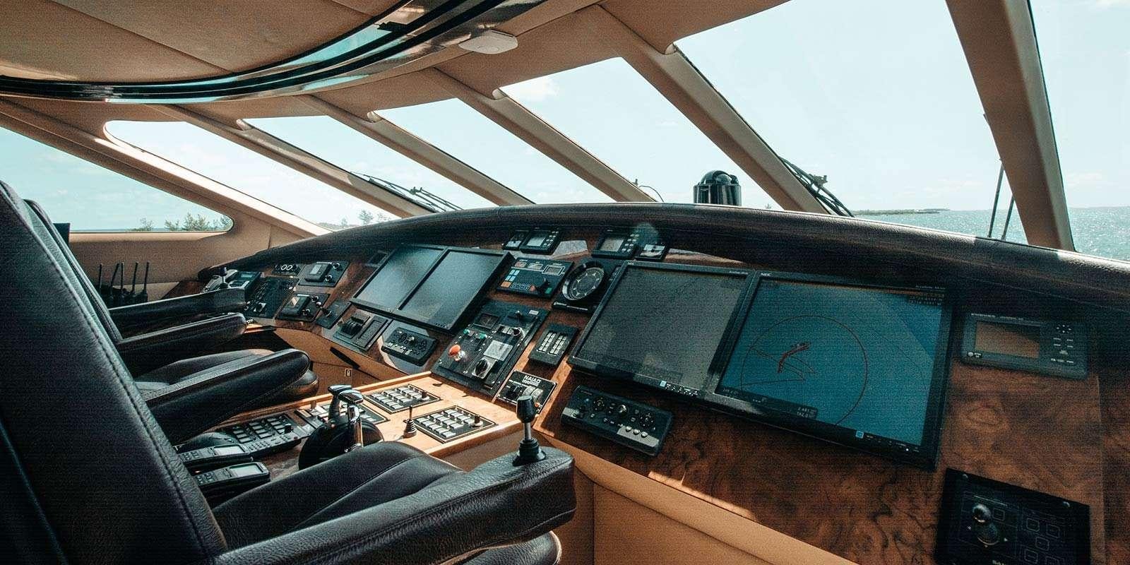 the inside of a car aboard ENTOURAGE Yacht for Charter
