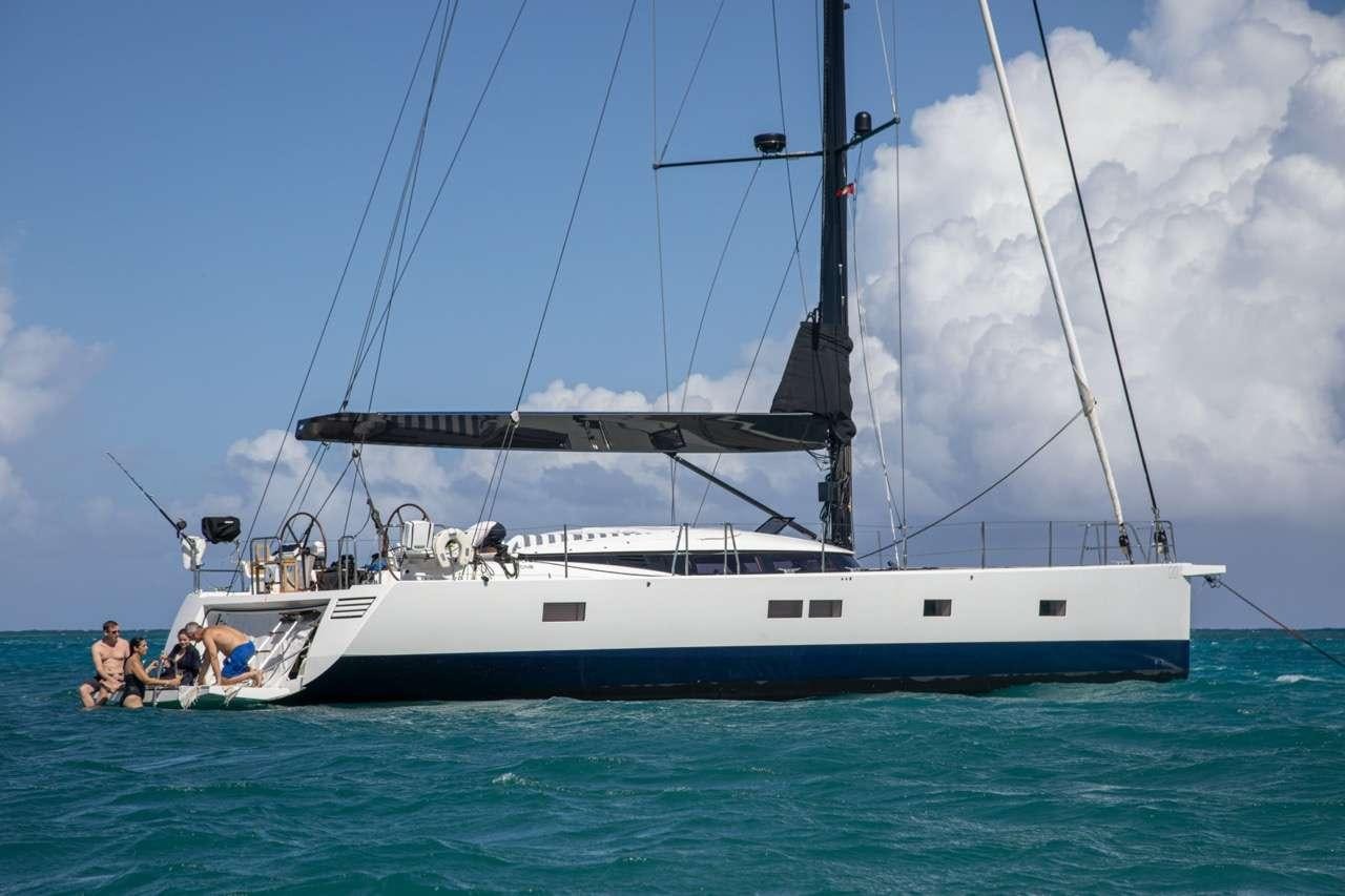a boat in the water aboard CNB66 Yacht for Charter