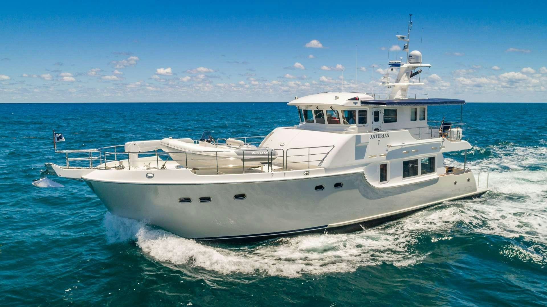 a white boat on the water aboard ASTURIAS Yacht for Charter