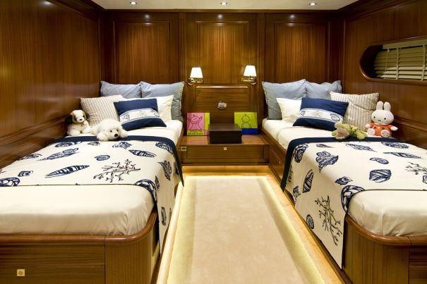 a room with two beds aboard CLEAR EYES Yacht for Charter