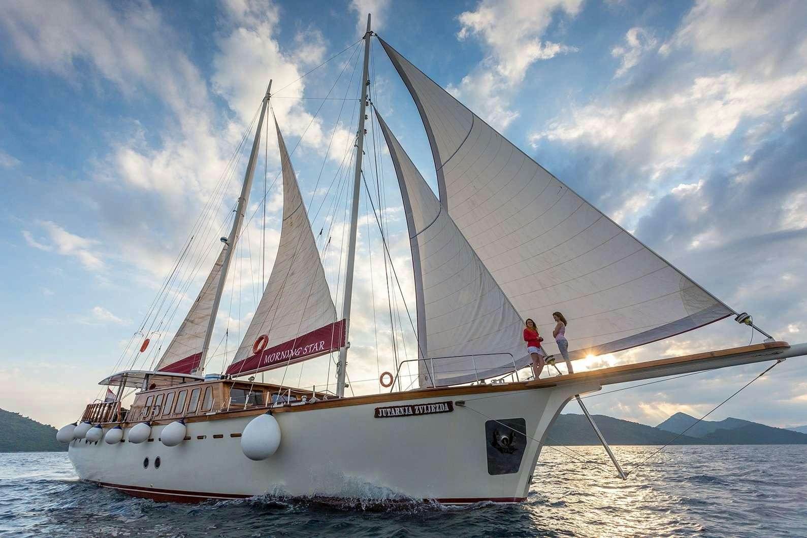 a boat on the water aboard morning star Yacht for Charter