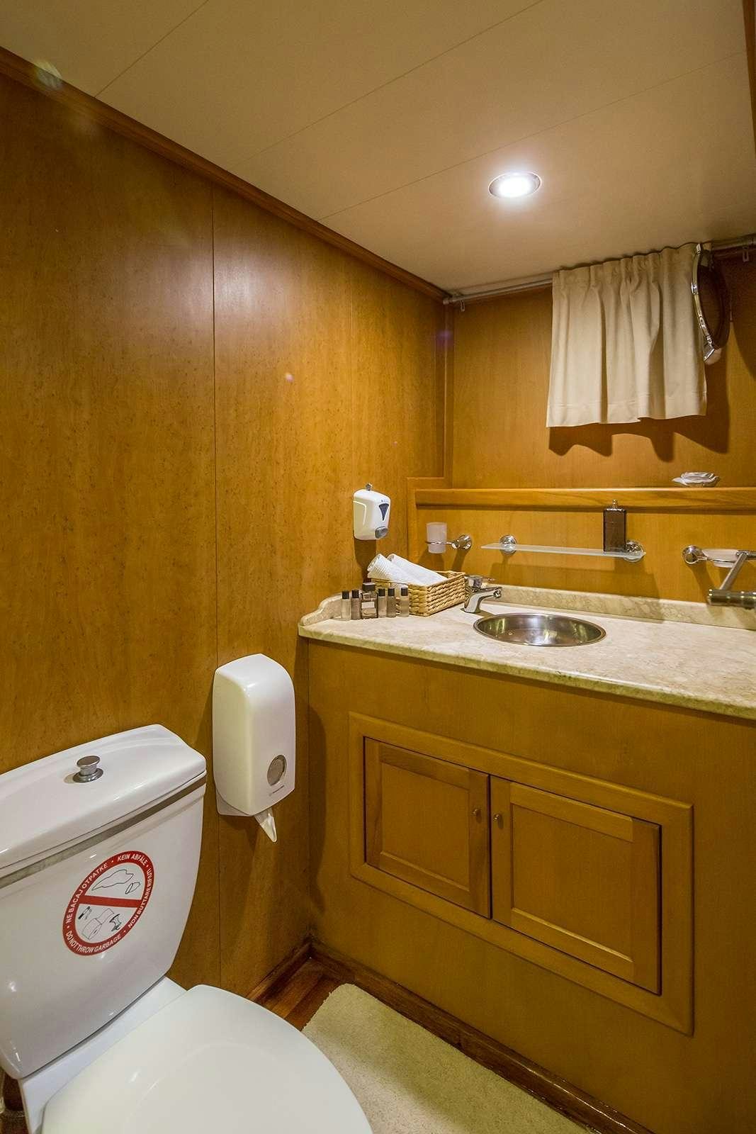 a bathroom with a toilet and sink aboard morning star Yacht for Charter