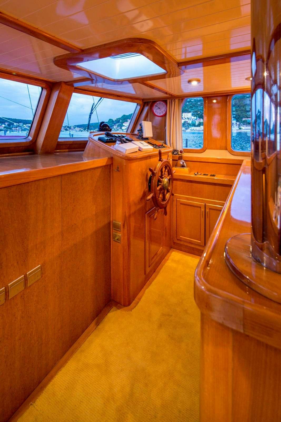 inside of a building aboard morning star Yacht for Charter