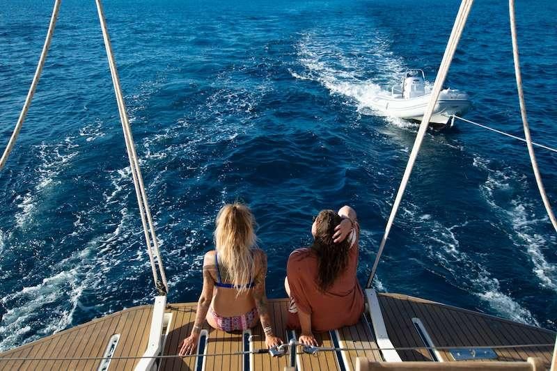 a couple of women on a boat aboard DOLPHIN DAZE Yacht for Charter