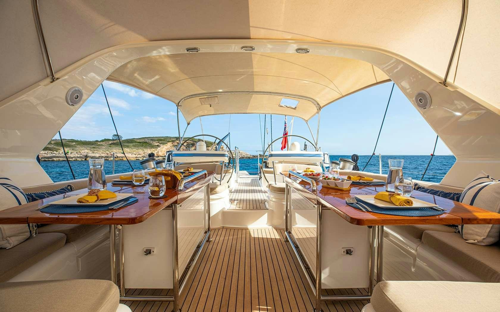 inside of a boat aboard BARE NECESSITIES Yacht for Charter