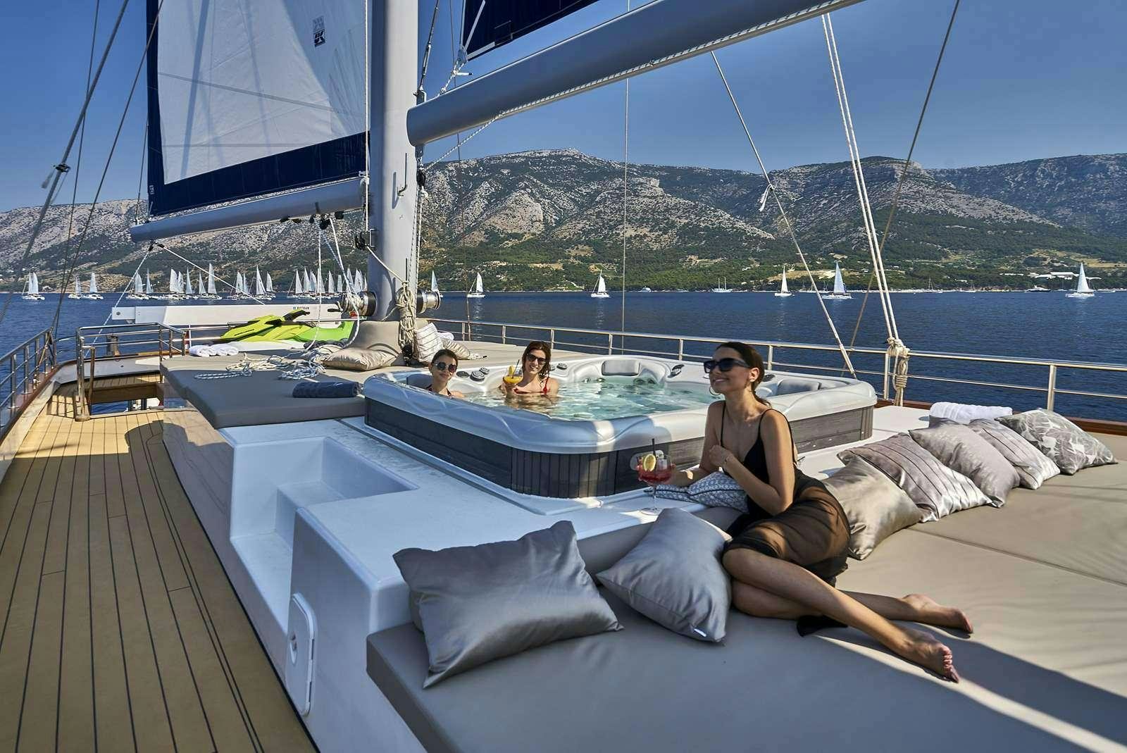 a group of people on a boat aboard DALMATINO Yacht for Charter