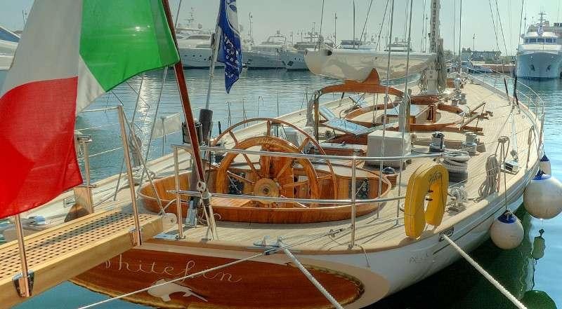 a boat on the water aboard WHITEFIN Yacht for Charter