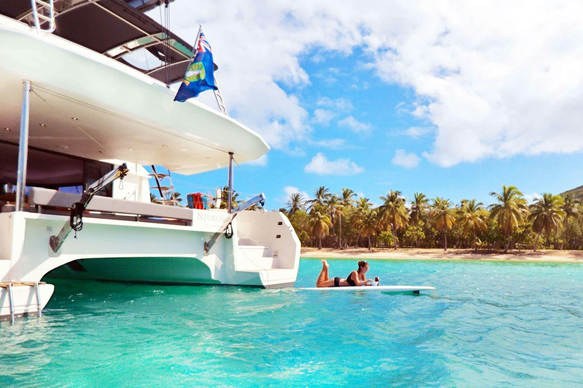 a boat in the water aboard NeuroSeas Yacht for Charter