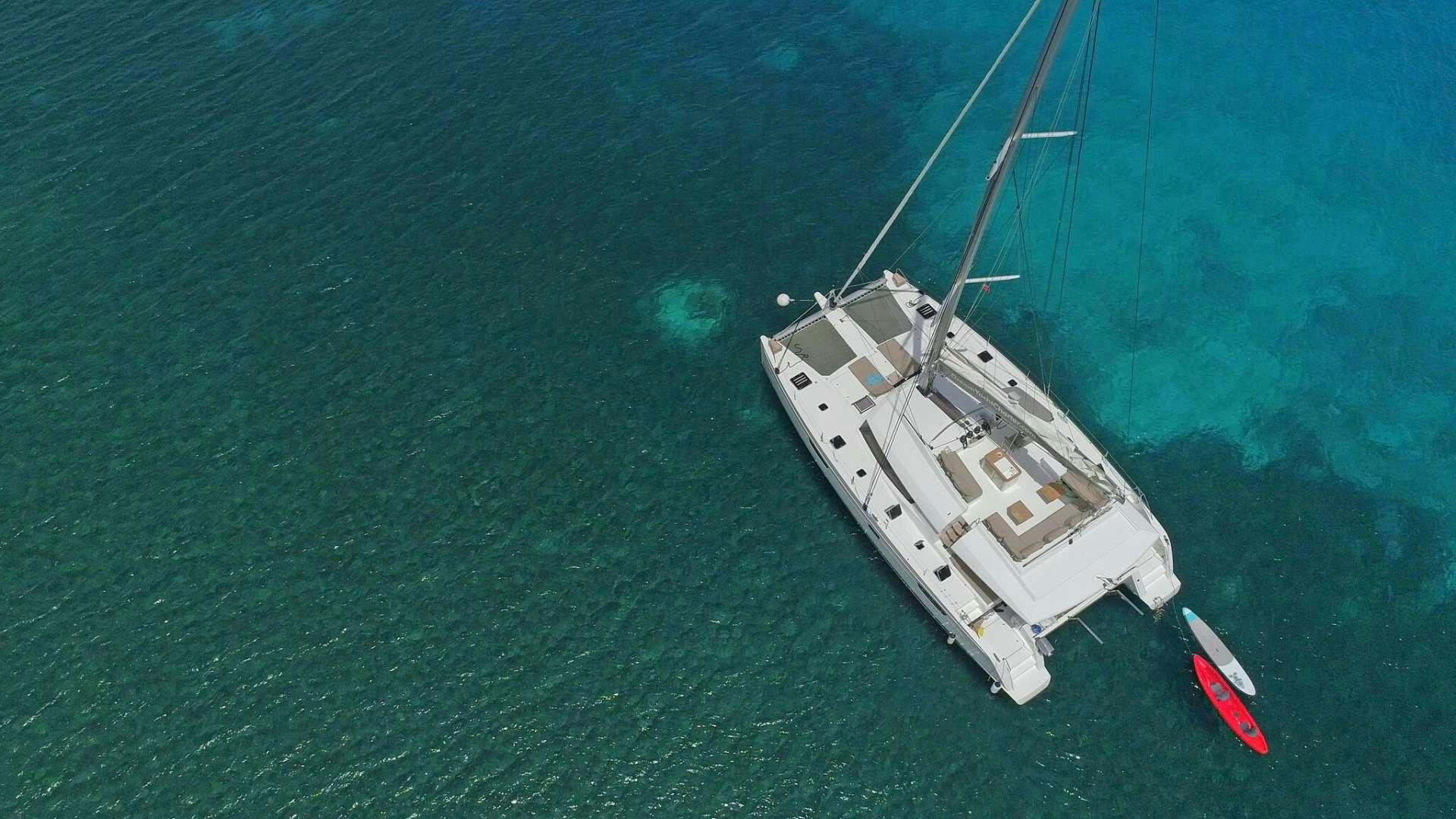 a boat in the water aboard DREAM TOBAGO Yacht for Charter