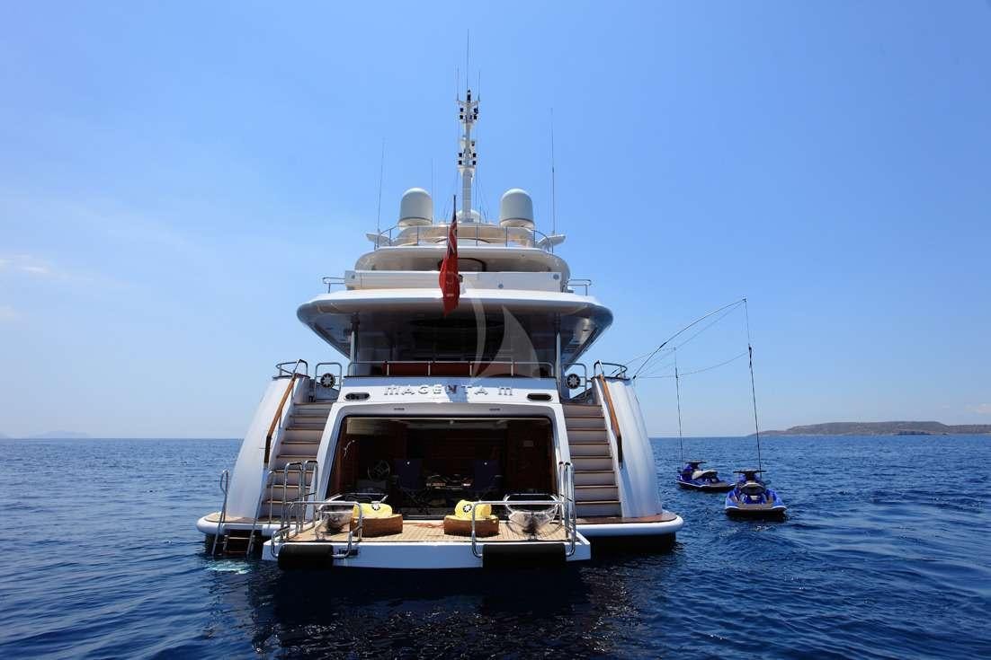a boat on the water aboard MAGENTA M Yacht for Charter