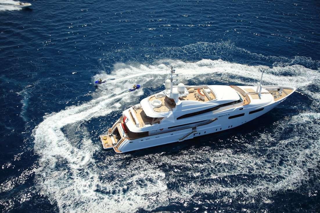 a boat on the water aboard MAGENTA M Yacht for Charter