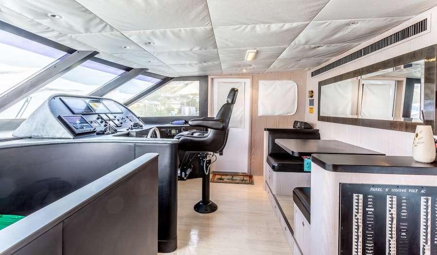 inside of a car aboard PRIME TIME Yacht for Charter