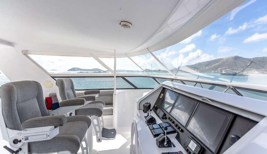 inside of a car aboard PRIME TIME Yacht for Charter