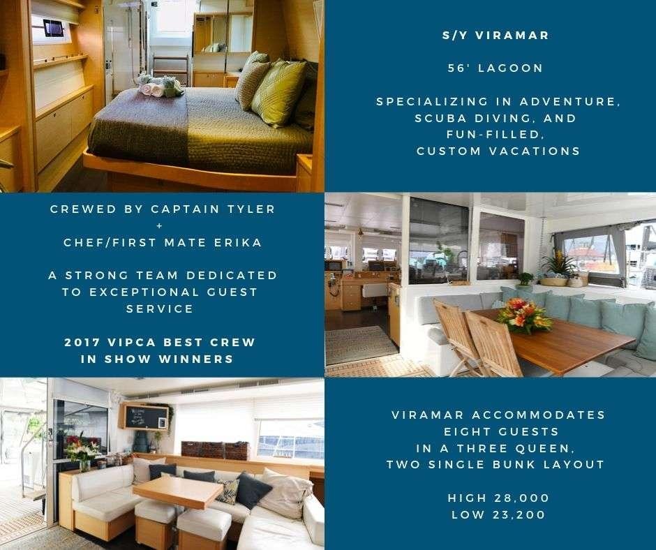 a room with a couch and a table aboard VIRAMAR Yacht for Charter