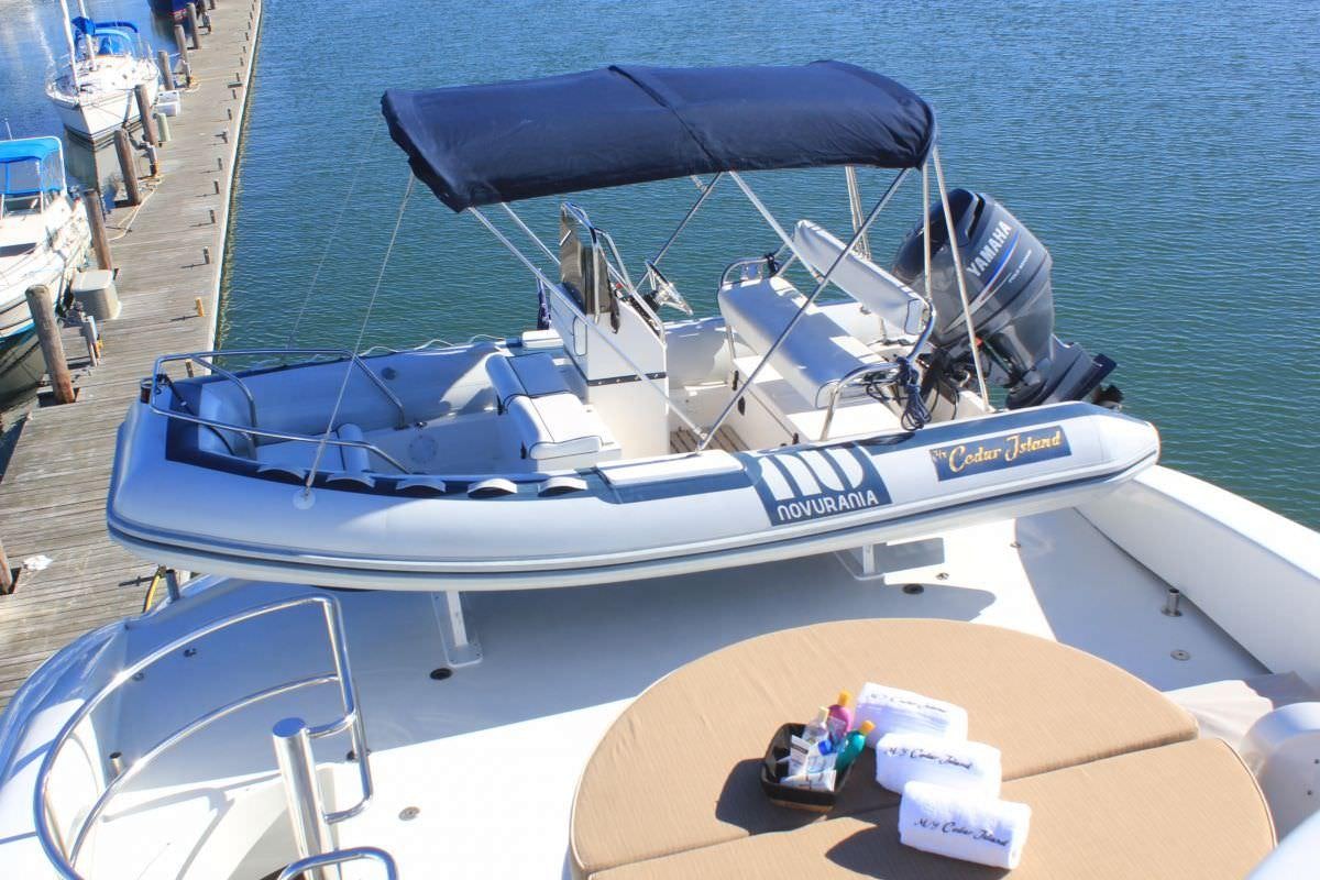 a boat on the water aboard CEDAR ISLAND Yacht for Charter