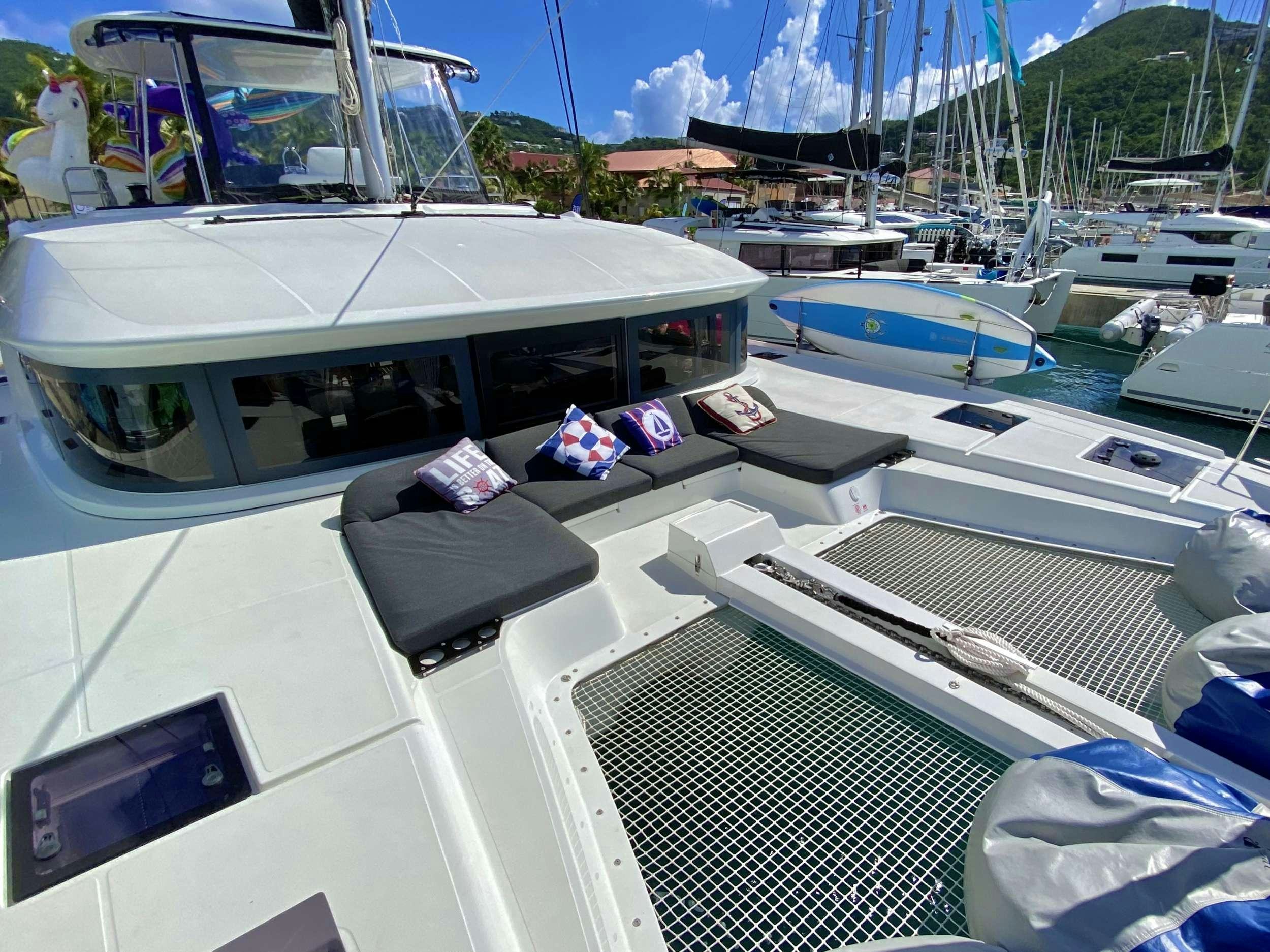 a boat on the water aboard NAUTI CAT Yacht for Charter