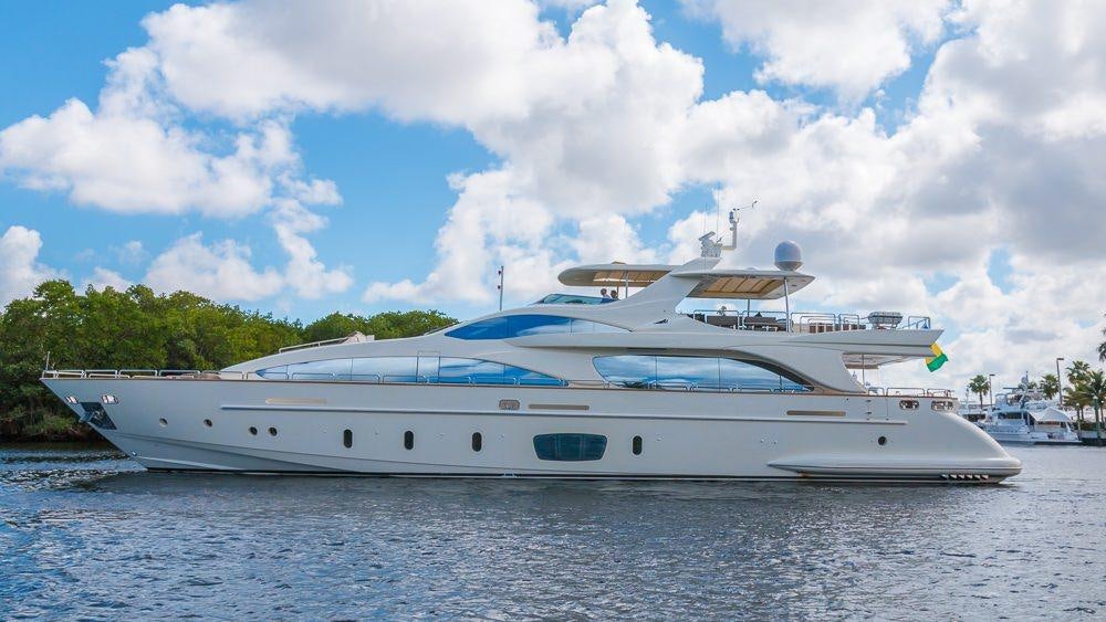 a white yacht on the water aboard 105 YCG Yacht for Charter