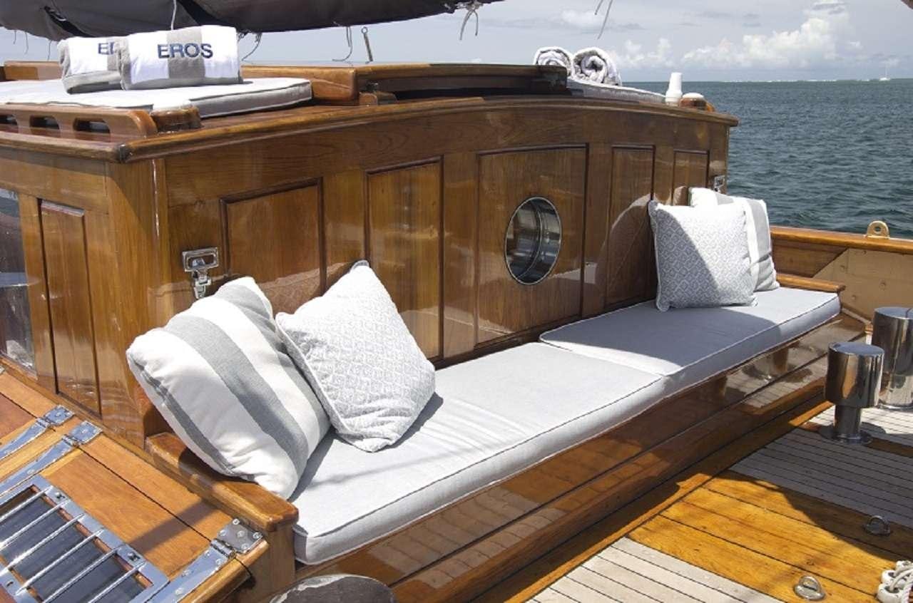 a boat on a deck aboard EROS Yacht for Charter
