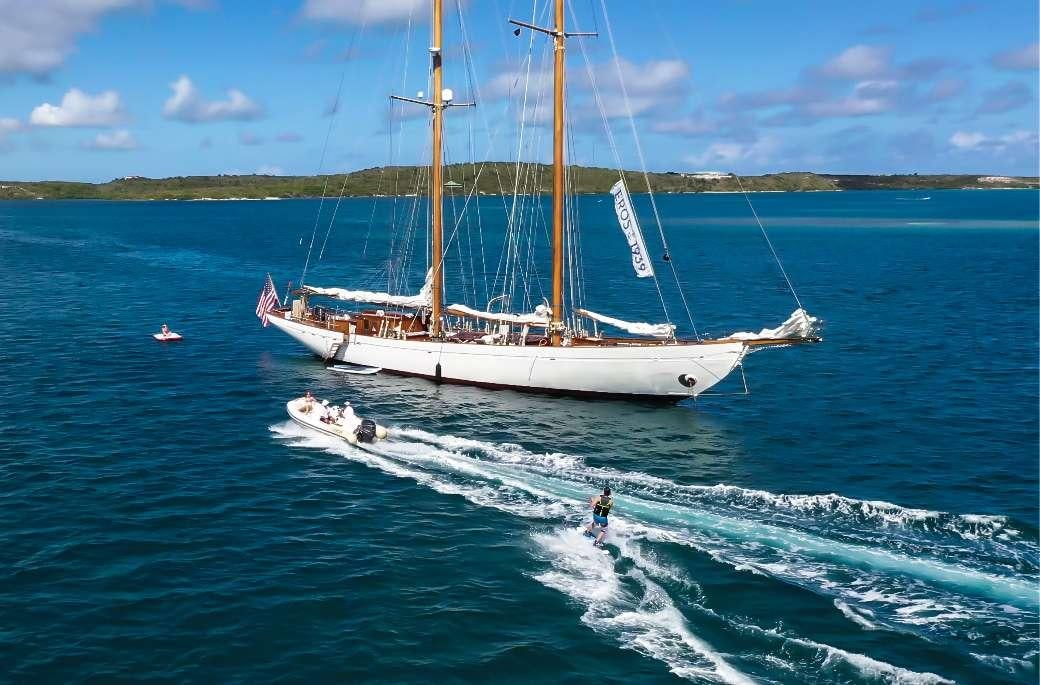 a sailboat on the water aboard EROS Yacht for Charter