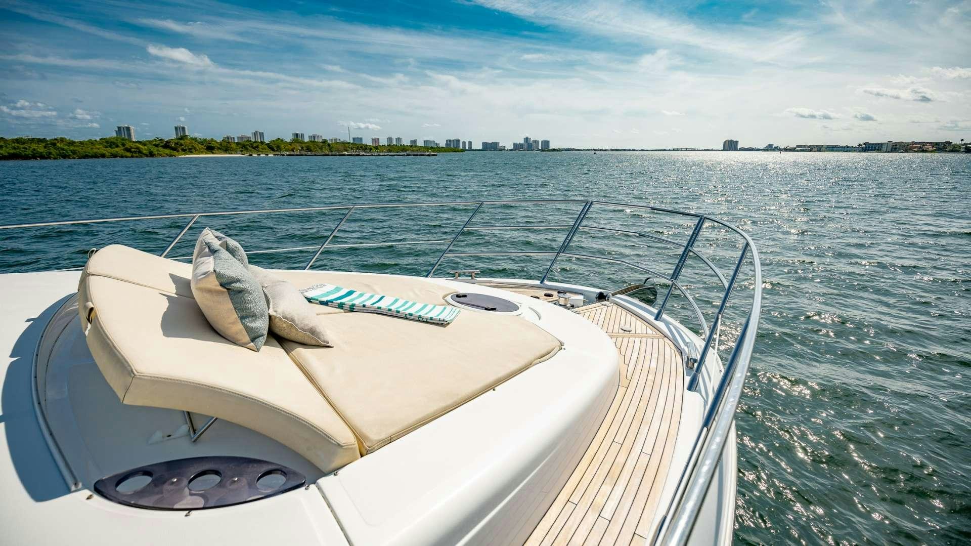 a boat with a towel on it aboard ROLLIN DEEP Yacht for Charter