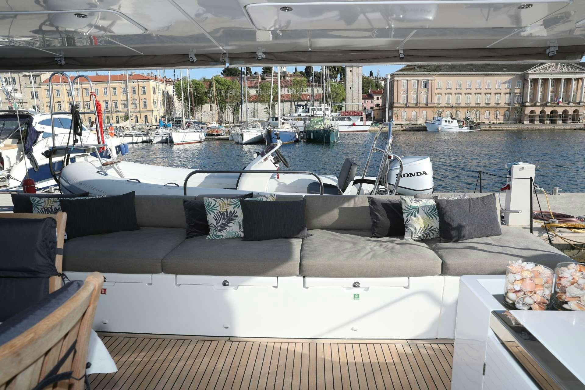 a boat on the water aboard Spirit of Adventure Lagoon 620  Yacht for Charter