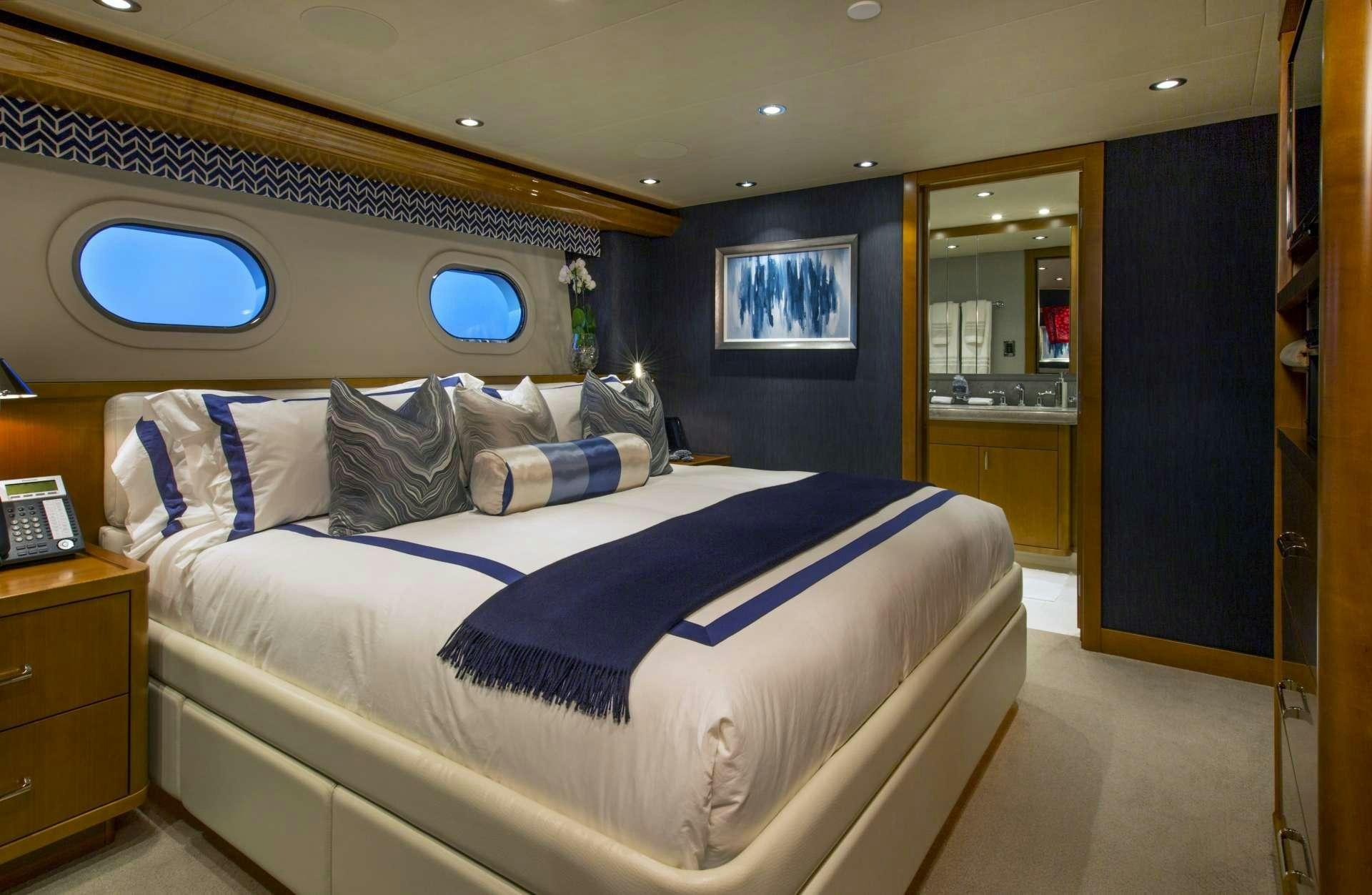 a bed in a room aboard FAR NIENTE Yacht for Charter
