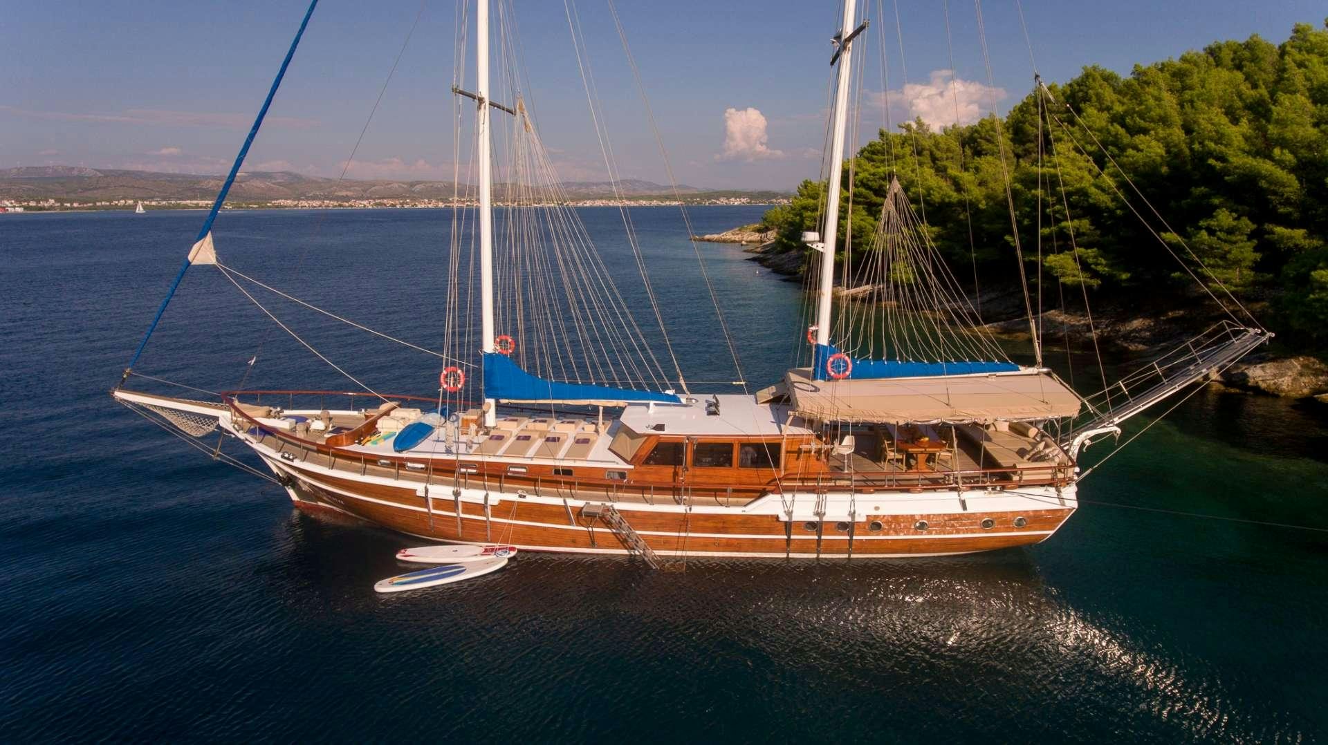a boat in the water aboard Malena Yacht for Charter
