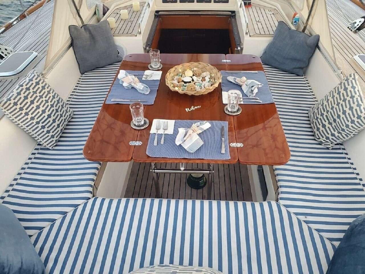 a table with a plate and a plate on it aboard aquila Yacht for Charter