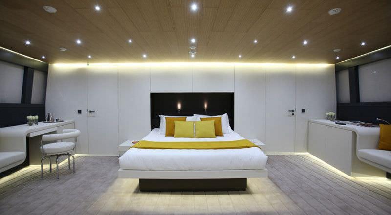 a bed in a room aboard OCEAN SAPPHIRE Yacht for Charter