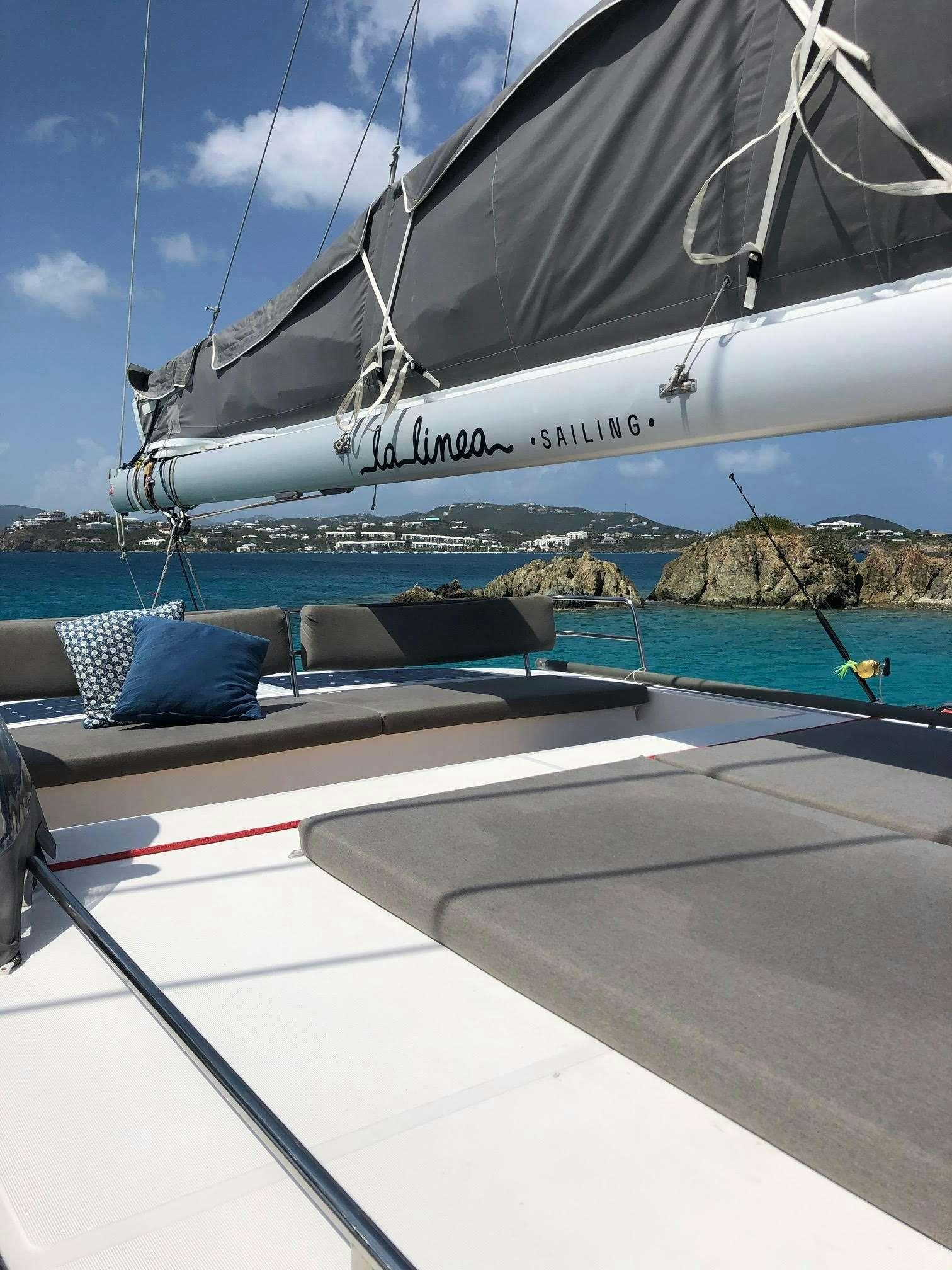 a boat on the water aboard LA LINEA Yacht for Charter