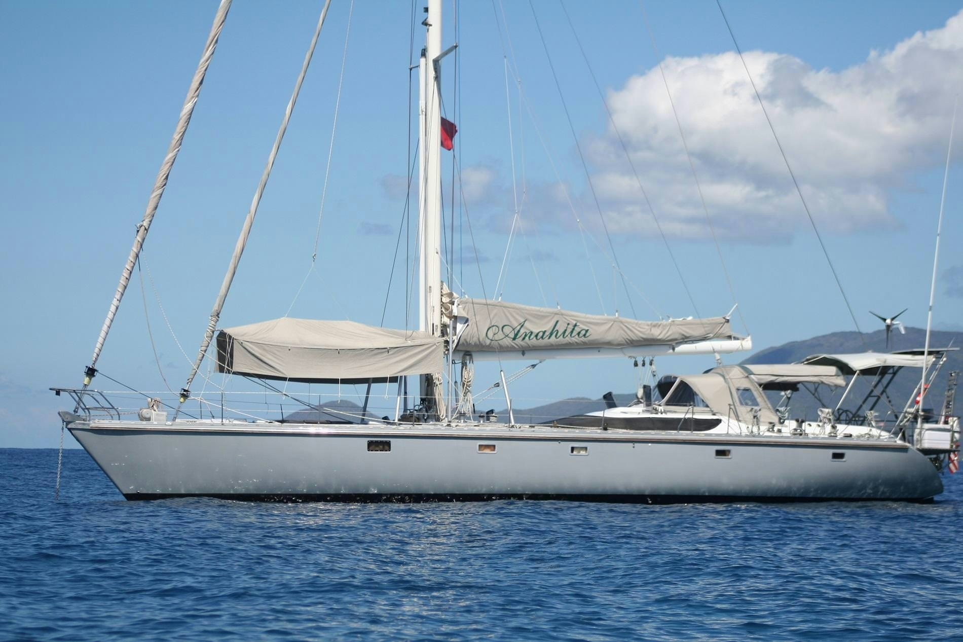 a white boat in the water aboard ANAHITA Yacht for Charter