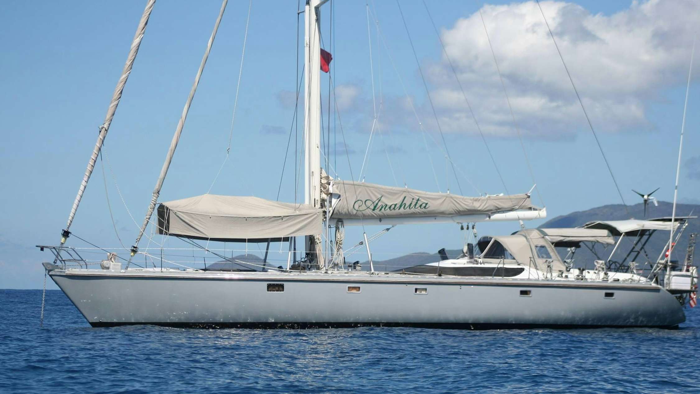 a white boat in the water aboard ANAHITA Yacht for Charter